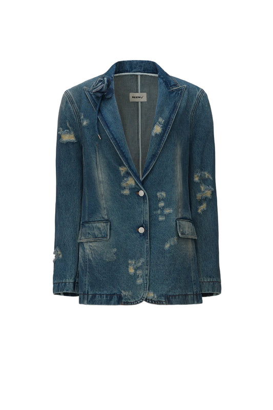 CHEST ROSE DENIM BLAZER